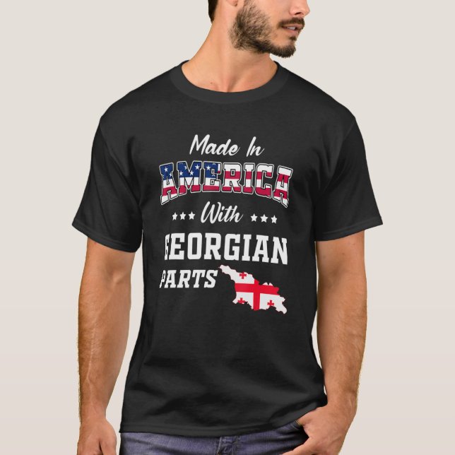 America Georgian Parts Georgia Map Usa Flag Ancest T-Shirt (Front)