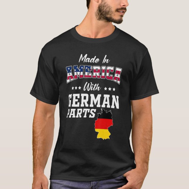 America German Parts Germany Map Usa Flag Ancestry T-Shirt (Front)