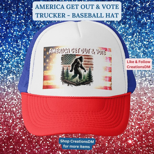 AMERICA GET OUT & VOTE  TRUCKER HAT (Creator Uploaded)