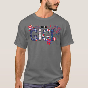 America Gigi Flip Flops Fireworks Patriotic Gigi 4 T-Shirt