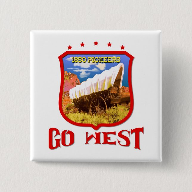 America Go West 15 Cm Square Badge (Front)
