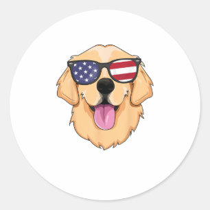 America Golden Retriever 4th of July for Men Boys Classic Round Sticker