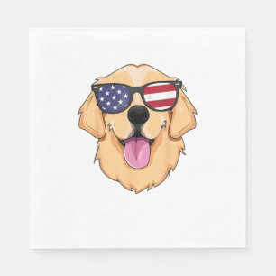 America Golden Retriever 4th of July  for Men Boys Napkin