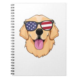America Golden Retriever 4th of July  for Men Boys Notebook