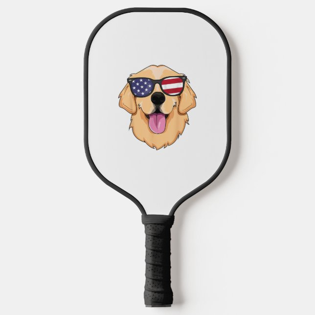 America Golden Retriever 4th of July  for Men Boys Pickleball Paddle (Front)