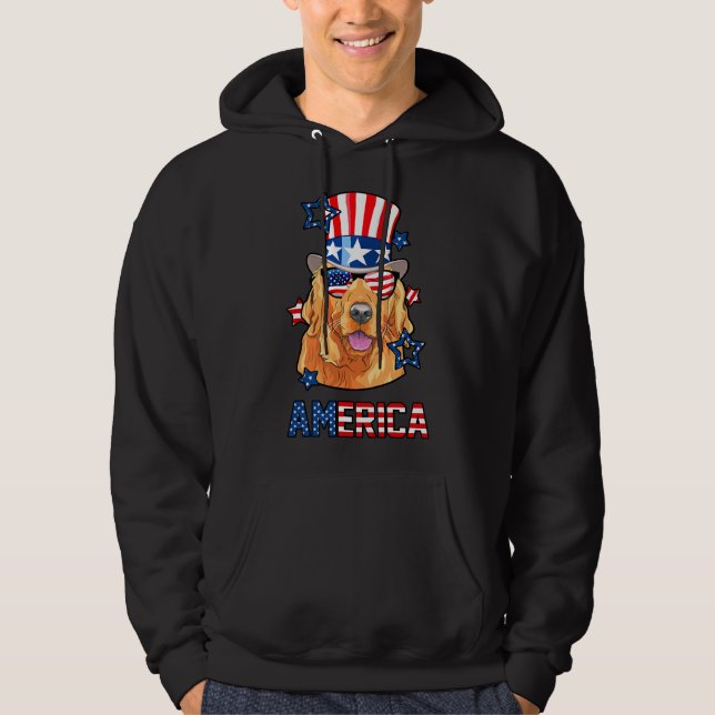 America Golden Retriever Dog 4th Of Hoodie (Front)