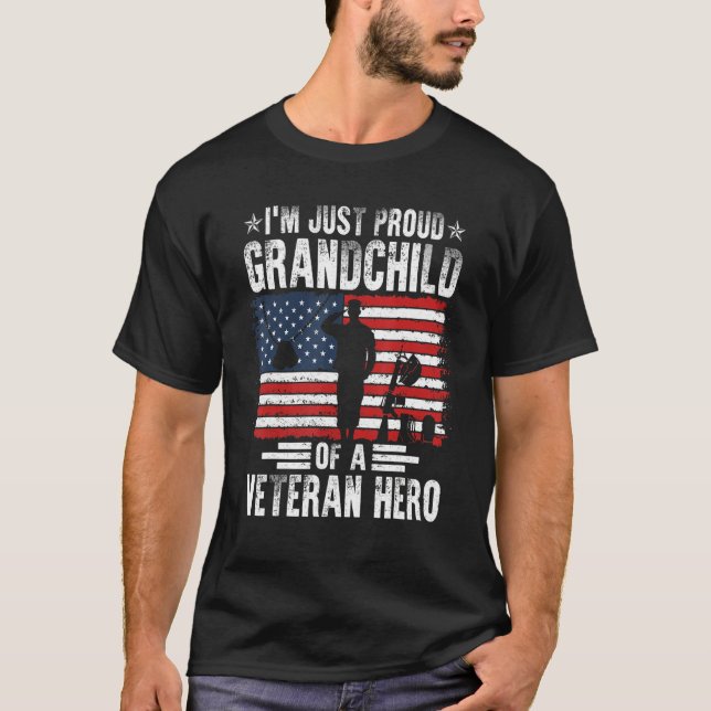 America Grandchild American Flag Thanks Patriotic  T-Shirt (Front)