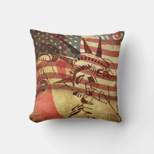 America, grunge background cushion