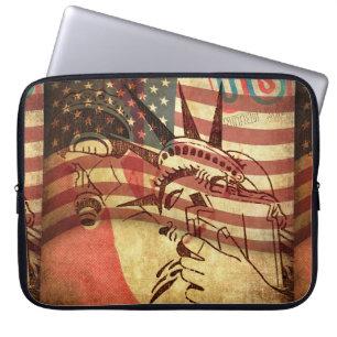 America, grunge background laptop sleeve
