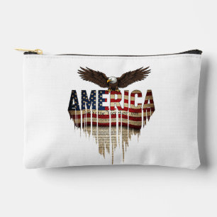 America grunge flag and eagle accessory pouch