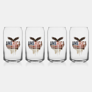 America grunge flag and eagle can glass