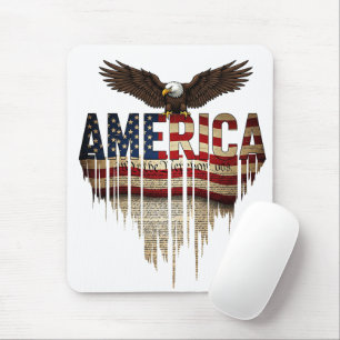 America grunge flag and eagle mouse mat