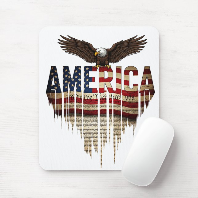 America grunge flag and eagle mouse mat (With Mouse)