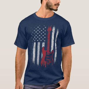 America Guitarist Music Patriotic American USA Fla T-Shirt