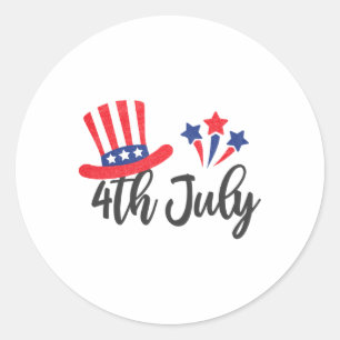 America Happy 4th Of July Independence Day Men Wom Classic Round Sticker