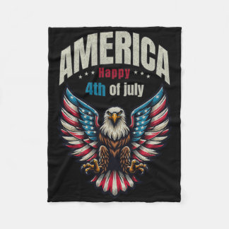America Happy 4th Of July - Patriotic Eagle Men  Fleece Blanket