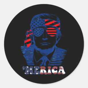 America Happy 4th Of July Trump American Flag Classic Round Sticker