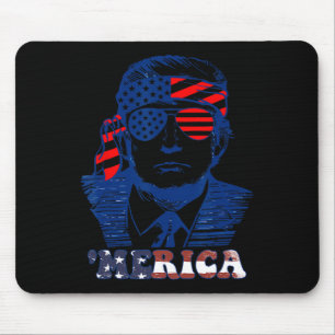 America Happy 4th Of July Trump American Flag  Mouse Mat
