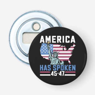 America Has Spoken 45 47 Trump President Vintage Bottle Opener