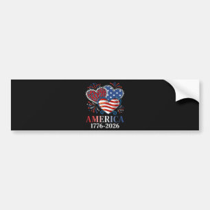 America Hearts 1776-2026 Patriotic Bumper Sticker