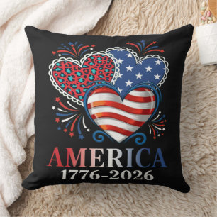 america hearts 1776-2026 patriotic cushion