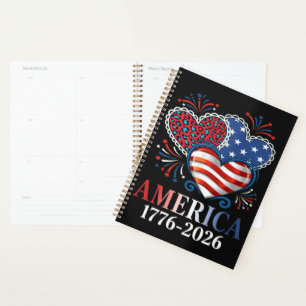 America Hearts 1776-2026 Patriotic Planner