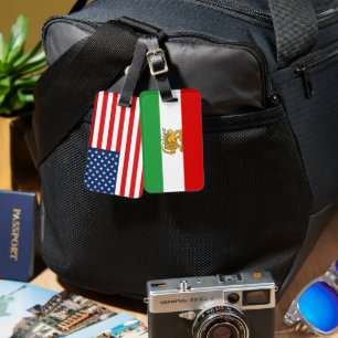 America Iran Country Flags Travel Luggage Tag