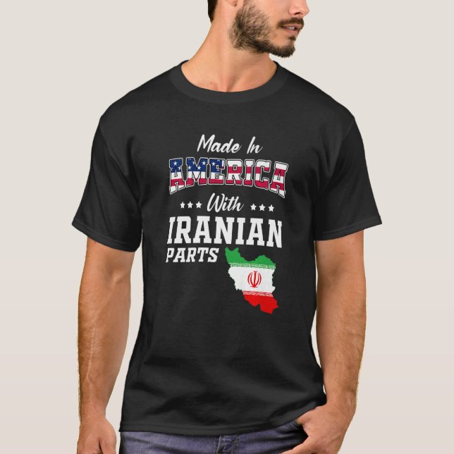 America Iranian Parts Iran Map Usa Flag Ancestry   T-Shirt (Front)