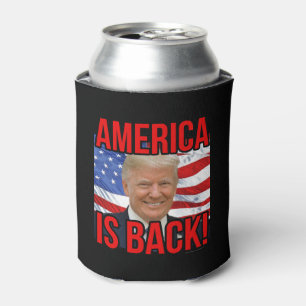 America is Back Donald Trump American Flag SOTU Can Cooler