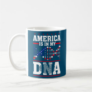 America Is In My Dna American Flag 4th Of July  Coffee Mug