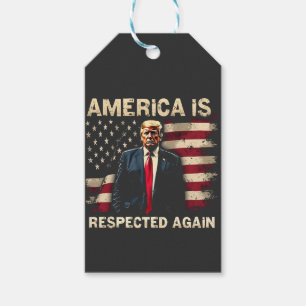 America is Respected Again Trump USA 4Th Of July Gift Tags