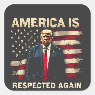 America is Respected Again Trump USA 4Th Of July Square Sticker