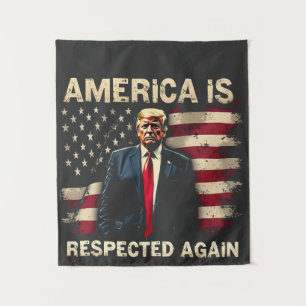 America is Respected Again Trump USA 4Th Of July Tapestry
