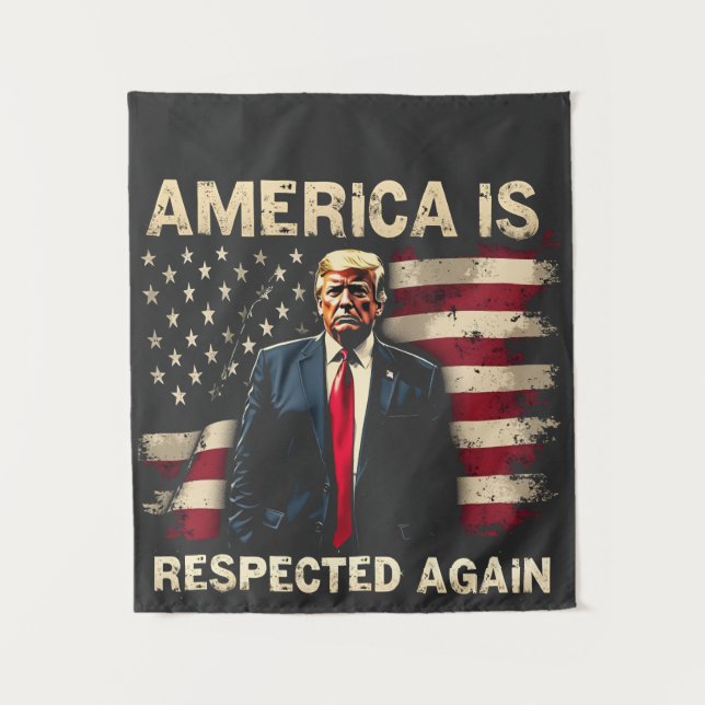 America is Respected Again Trump USA 4Th Of July Tapestry (Front)