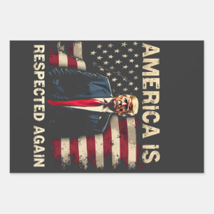 America is Respected Again Trump USA 4Th Of July Wrapping Paper Sheet
