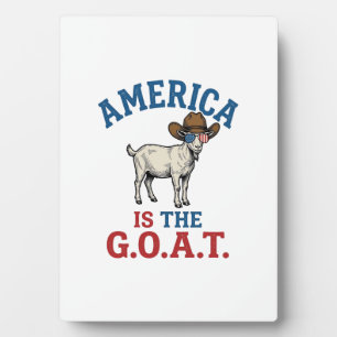 America Is The G.O.A.T Patriotic Goat Cowboy Shirt Plaque
