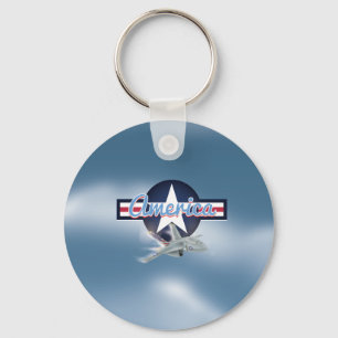 America Jet fighter Air Force Key Ring