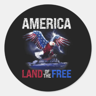 America Land Of The Free 4th Of July Independence Classic Round Sticker