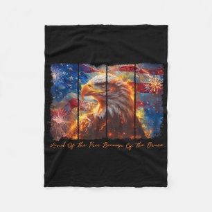 America Land Of The Free Because Of The Brave 4th Fleece Blanket