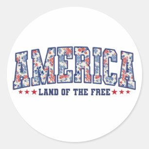 “America: Land of the Free” Classic Round Sticker