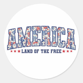 “America: Land of the Free”  Classic Round Sticker
