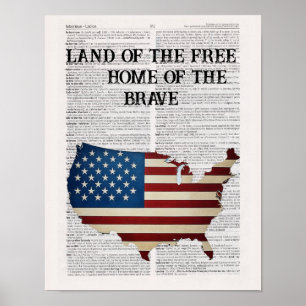 America Land of the Free Home of the Brave Poster