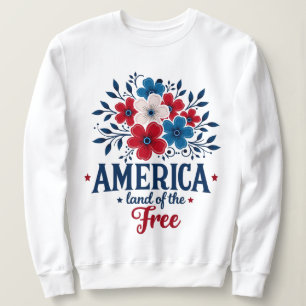 America Land of the Free – Red White & Blue Floral Sweatshirt
