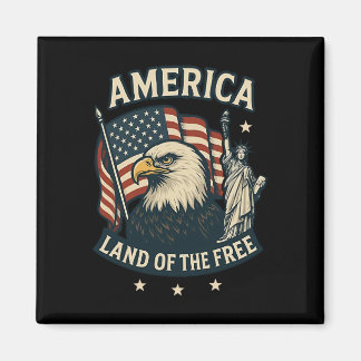 America Land Of The Free Usa Flag 4th Of July Magnet