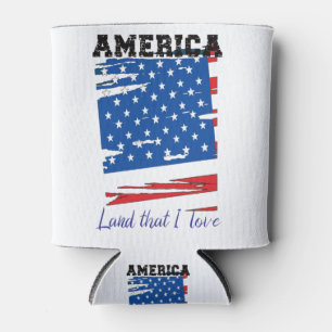 America, Land That I love, Vintage USA Flag Can Cooler