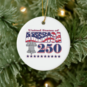 America Liberty Bell 250 Ceramic Tree Decoration