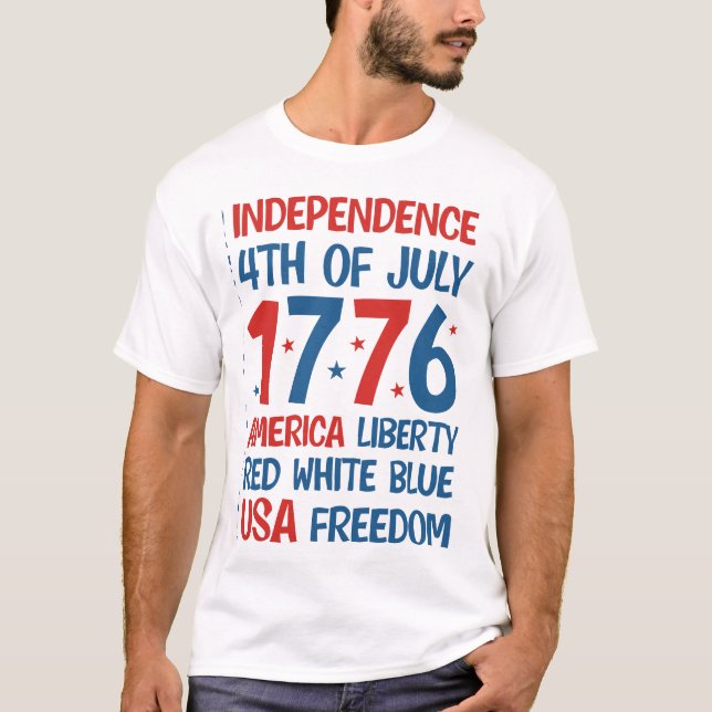 America Liberty, Red, White, Blue, USA Freedom  T-Shirt (Front)