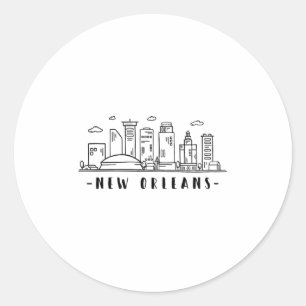 America Louisiana New Orleans Skyline Silhouette Classic Round Sticker