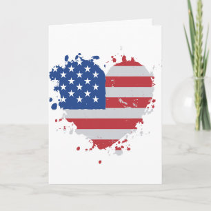 America Love Flag Usa Heart 4th Of July American P Card