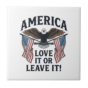 America Love It Or Leave It Patriotic Eagle Shirt_ Tile